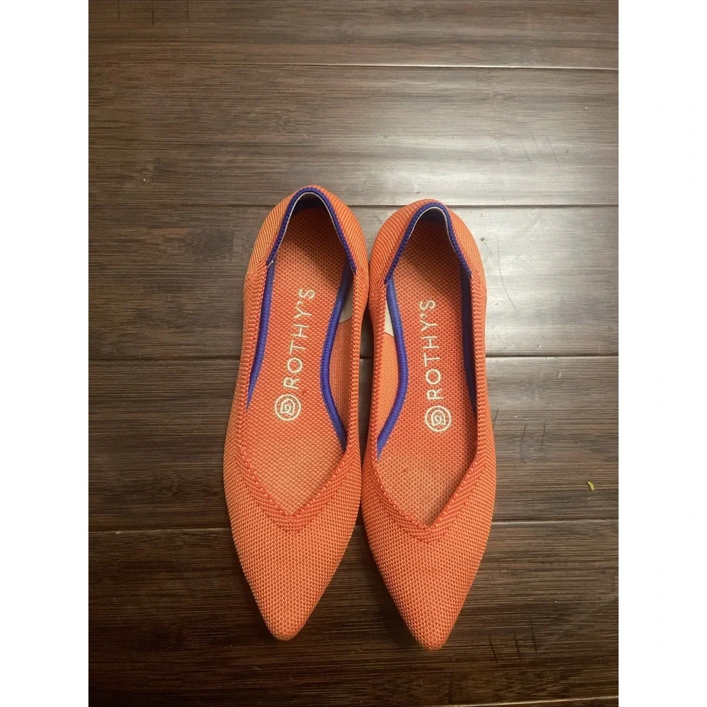 Rothy's The Point Red Flats Ballets Women's Flexible Classic Soft Shoes Size 6